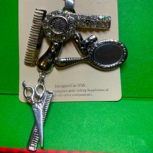 New Silver hairstylist magnetic broach.